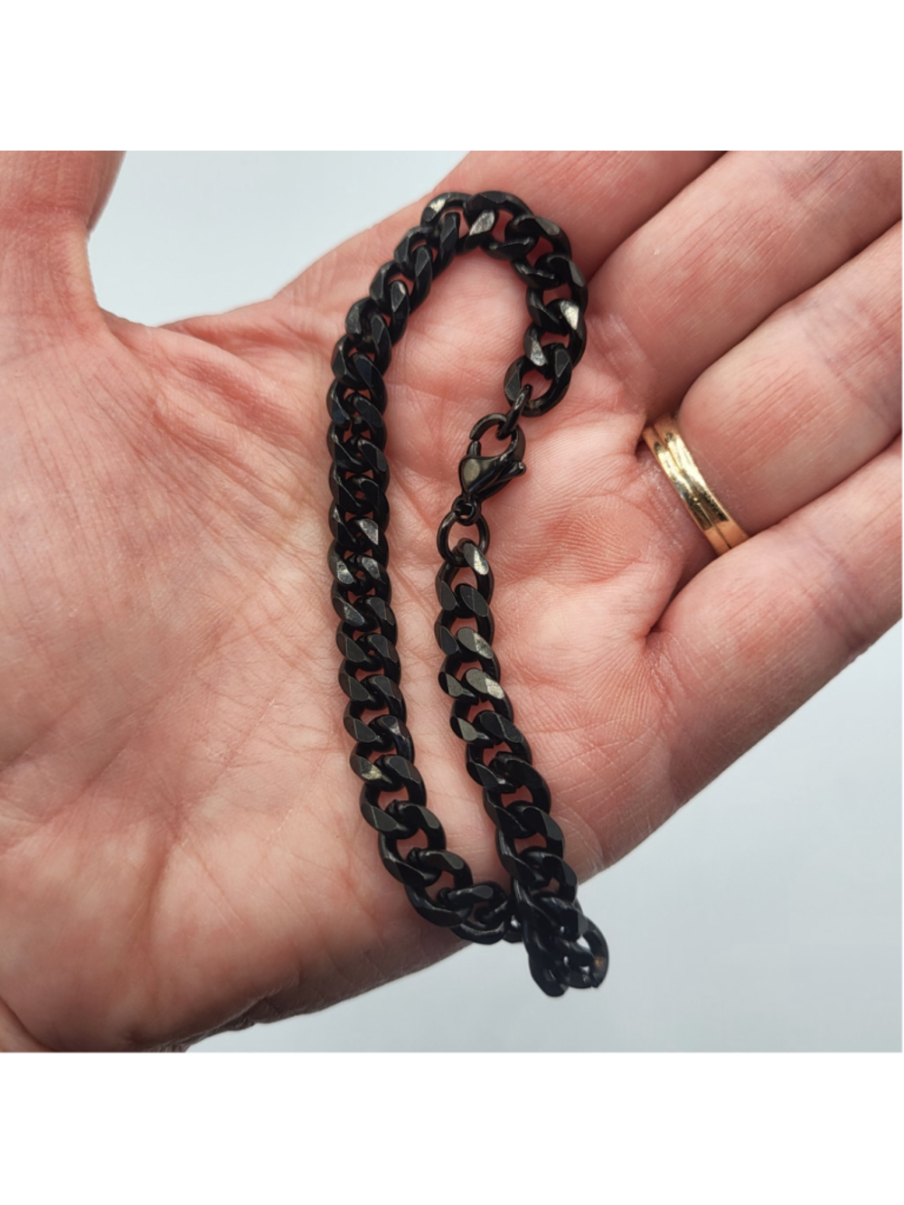 Men's 8" Black-Plated Cuban Link Chain Bracelet – NWOT - Picture 11 of 14